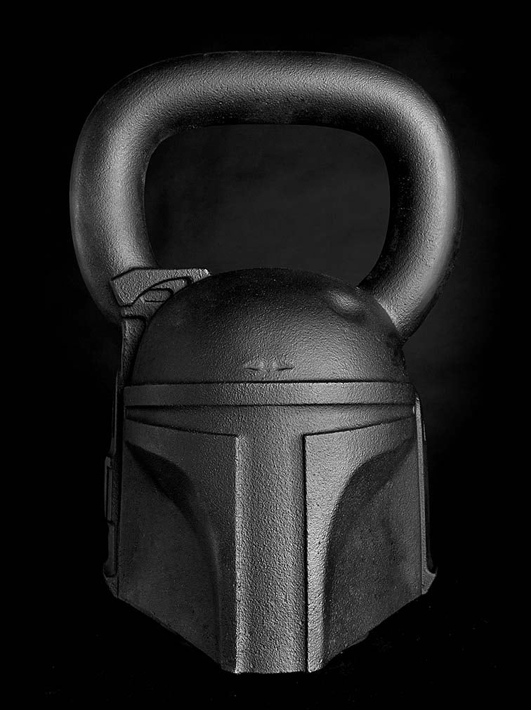 The Boba Fett kettlebell ($150) weighs 50 pounds.