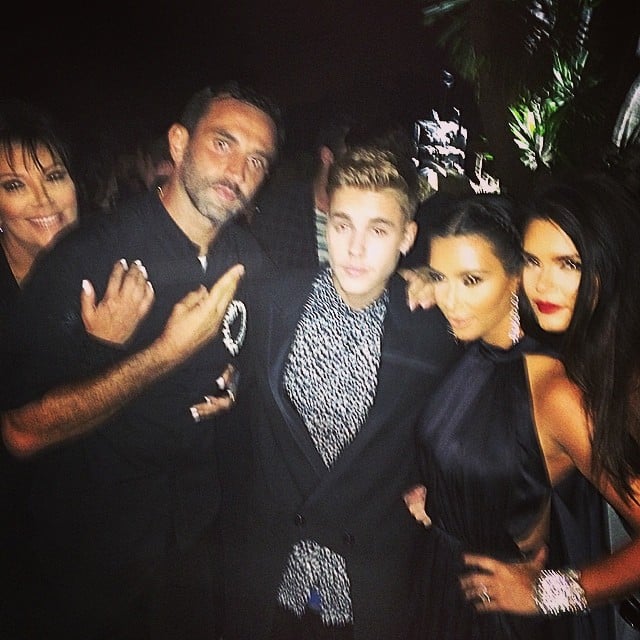 Kris Jenner, Riccardo Tisci, Justin Bieber, Kim Kardashian, and Kendall Jenner