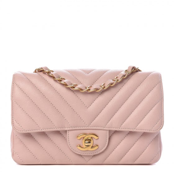 Chanel Calfskin Chevron Quilted Mini Rectangular Flap