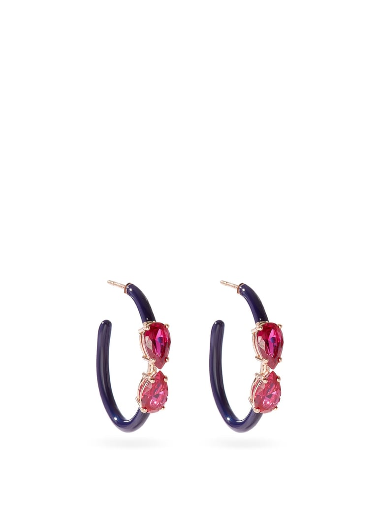 Bea Bongiasca Vine Corundum 9KT Gold & Enamel Hoop Earrings