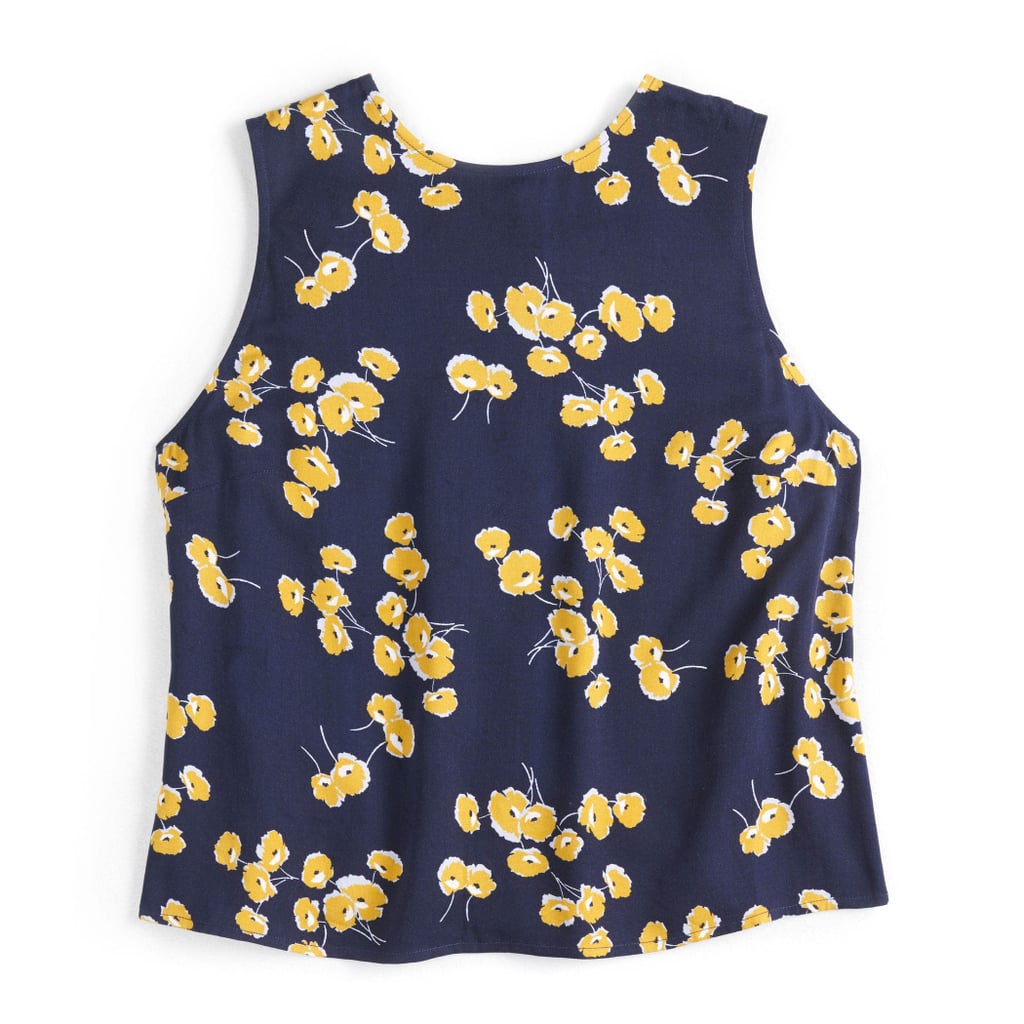 Silky Button Back Shell in Tossed Wildflowers
