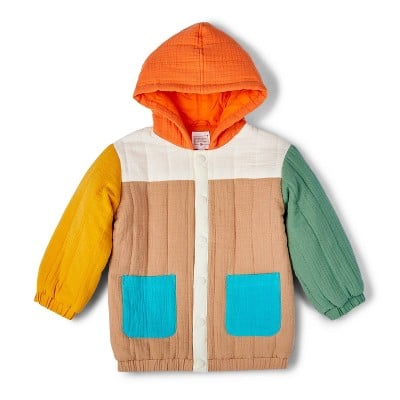 Toddler Colour Block Quilted Hooded Jacket