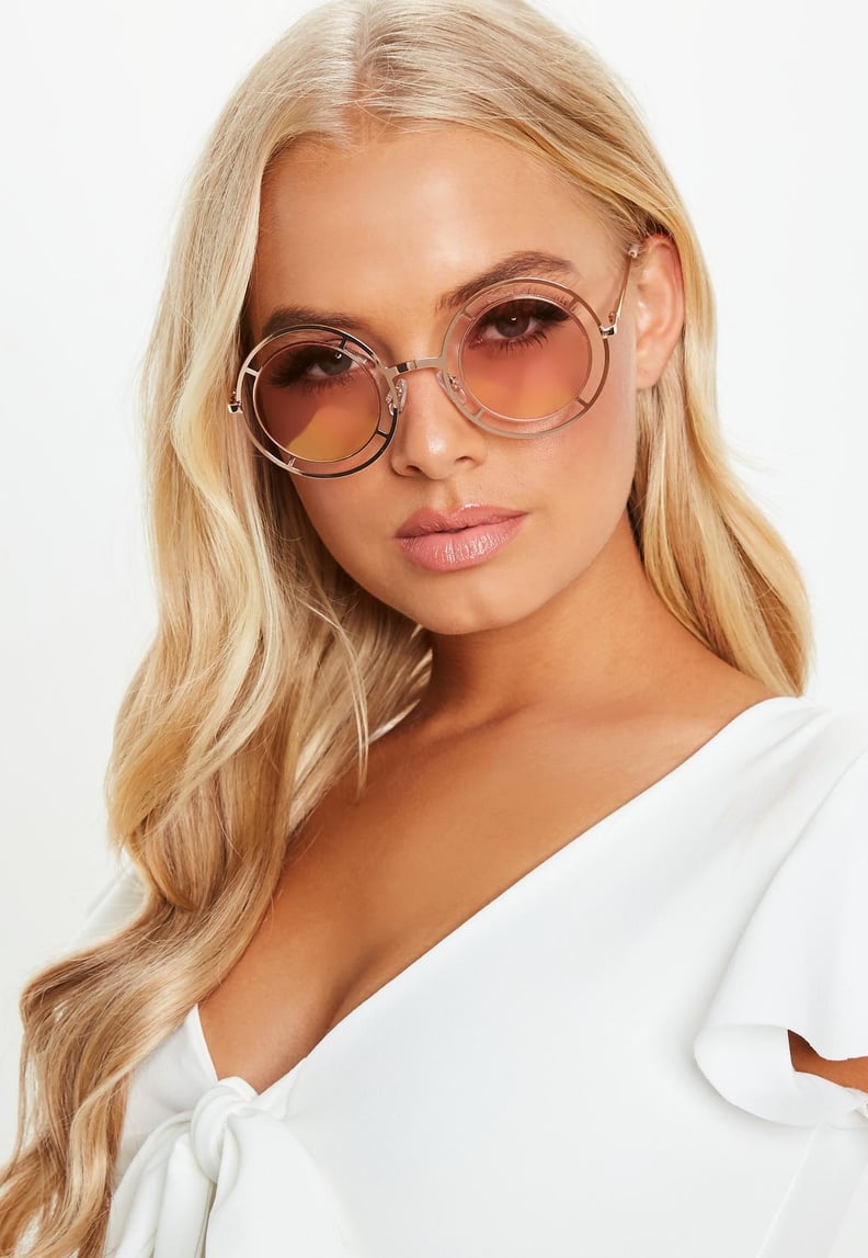 Missguided Pink Round Frame Sunglasses