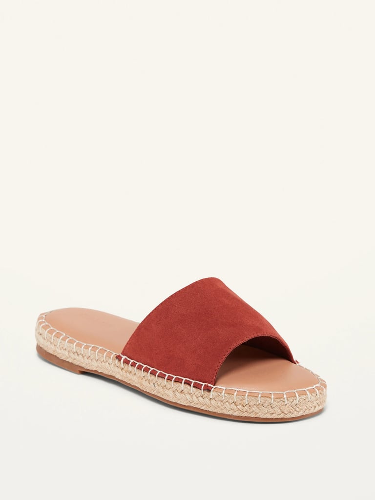 Faux-Suede Espadrille Slide Sandals