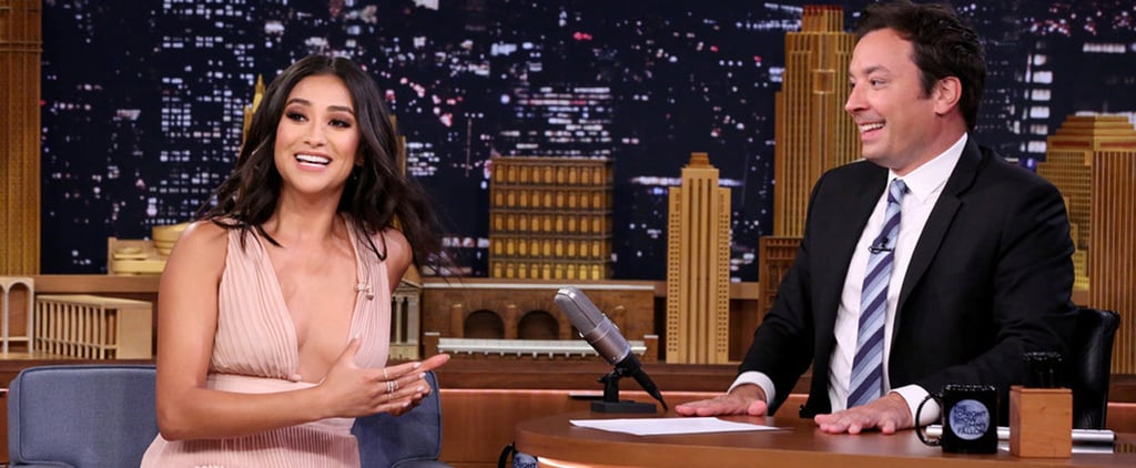 Shay Mitchell's Pink Dress on Jimmy Fallon July 2016