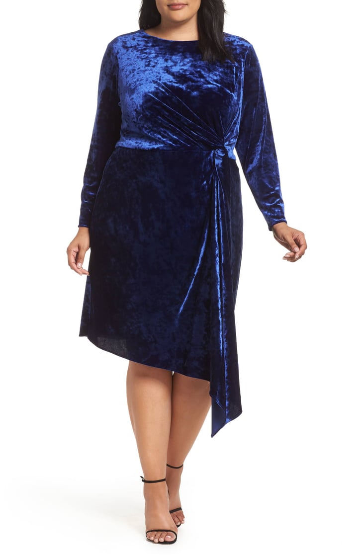Maggy London Velvet Asymmetrical Sheath Dress | Jennifer Lopez Black ...