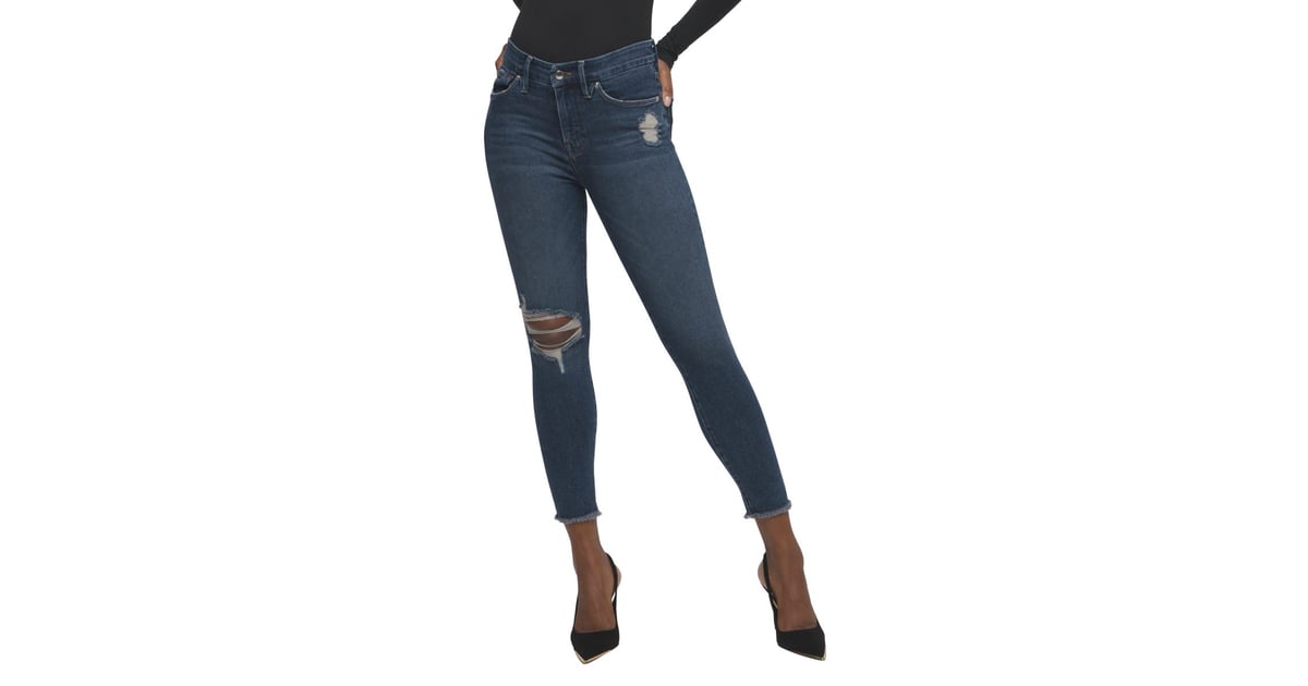 Fray Hem Distressed Crop Skinny Jeans 