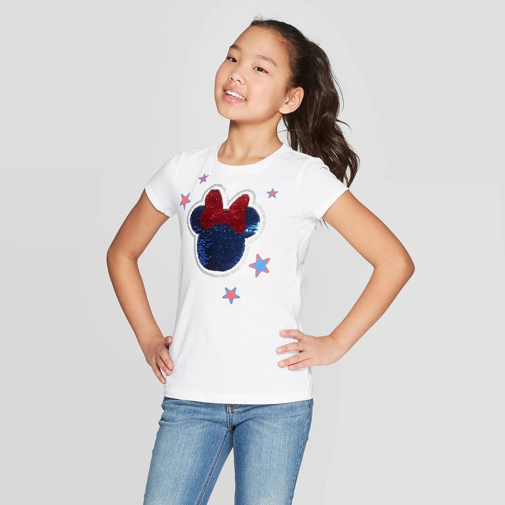 Girls' Minnie Mouse Flip Sequin Star Burst Short Sleeve T-Shirt