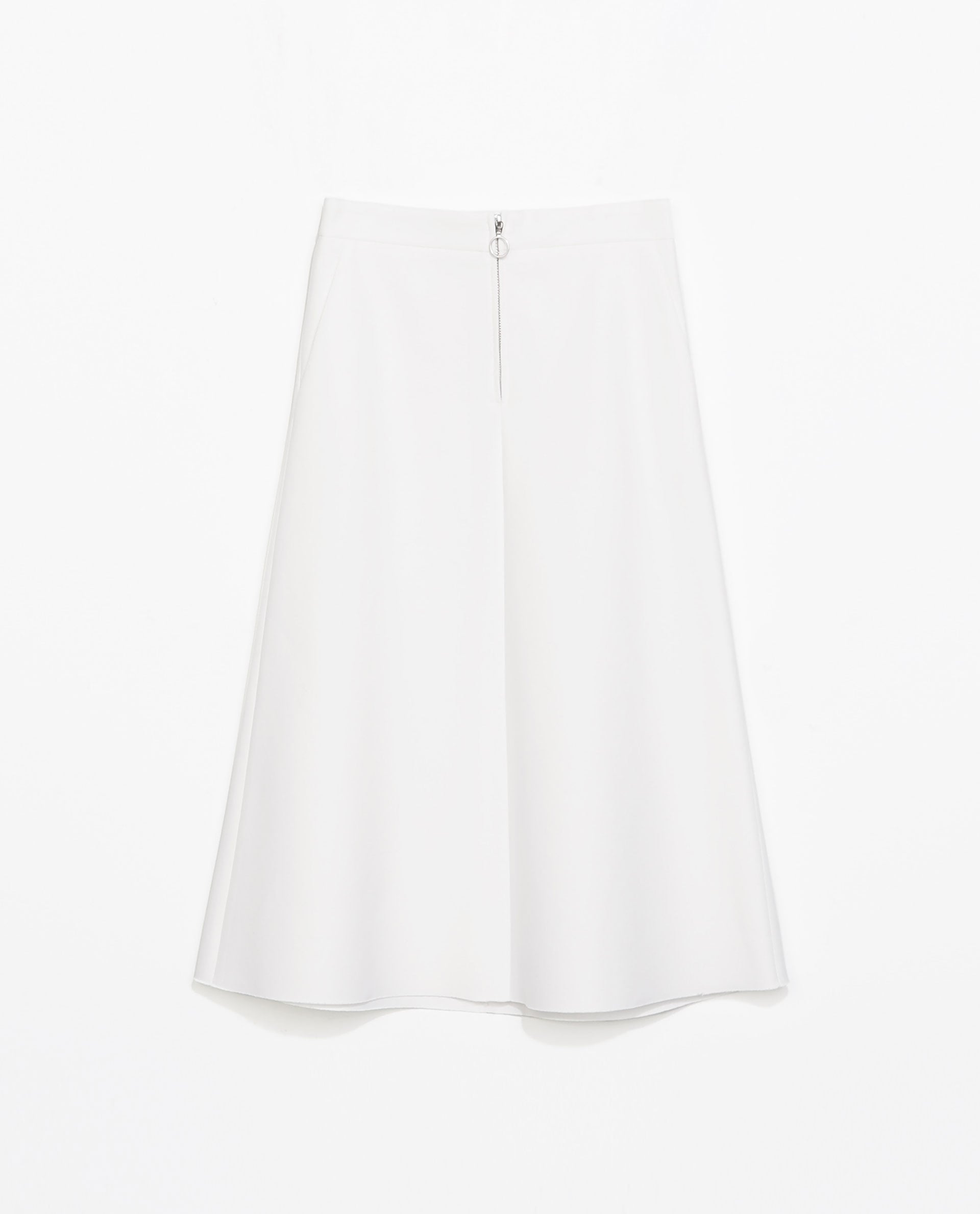 Zara white zipped midi skirt ($80 