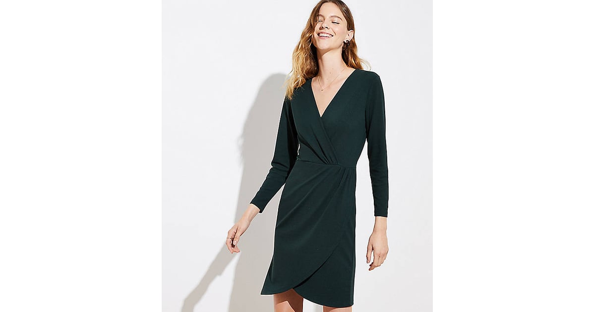 Loft Shirred Wrap Dress | The 28 Dresses You Should Wear to Thanksgiving  Dinner | POPSUGAR Fashion Photo 14