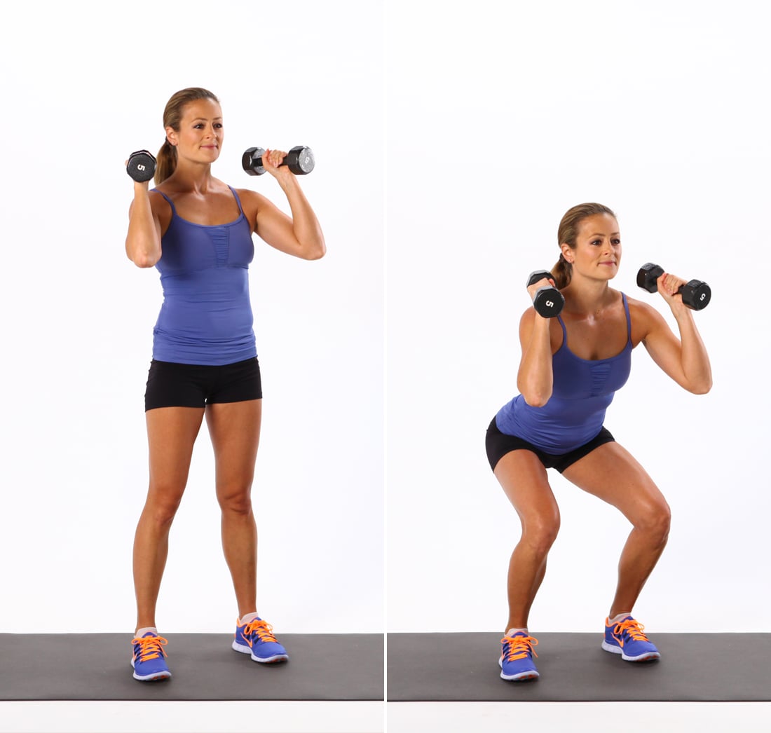 Circuit 1, Exercise 4: Dumbbell Squat, Burn Fat and Build Lean Muscle With  This 30-Minute Abs and Lower-Body Strength Workout
