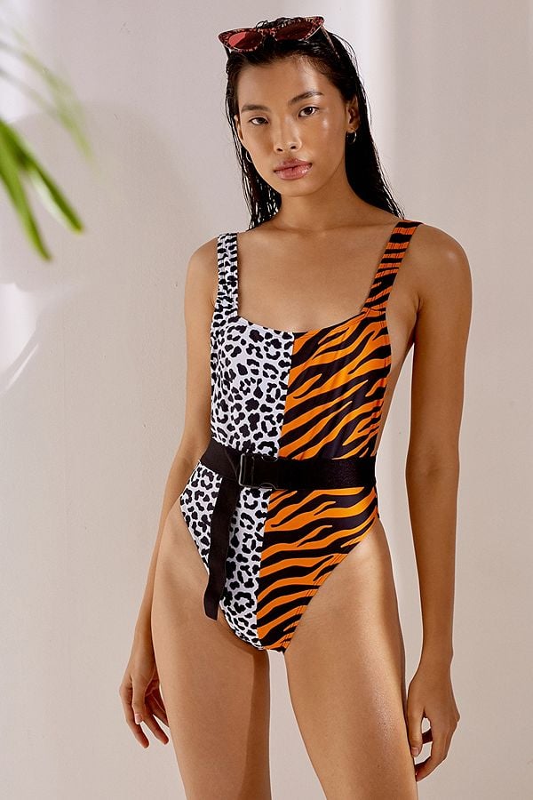 Jaded London Half + Half Belted One-Piece Swimsuit