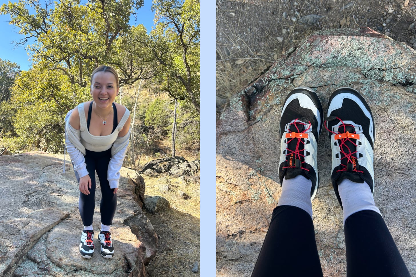 Trying the Adidas Skychaser Gore-Tex hiking sneakers in Madera Canyon, Arizona.