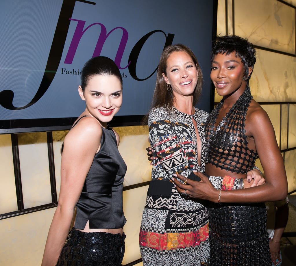 Kendall Jenner soaked up the limelight with Christy Turlington and Naomi Campbell at the Fashion Media Awards on Friday.