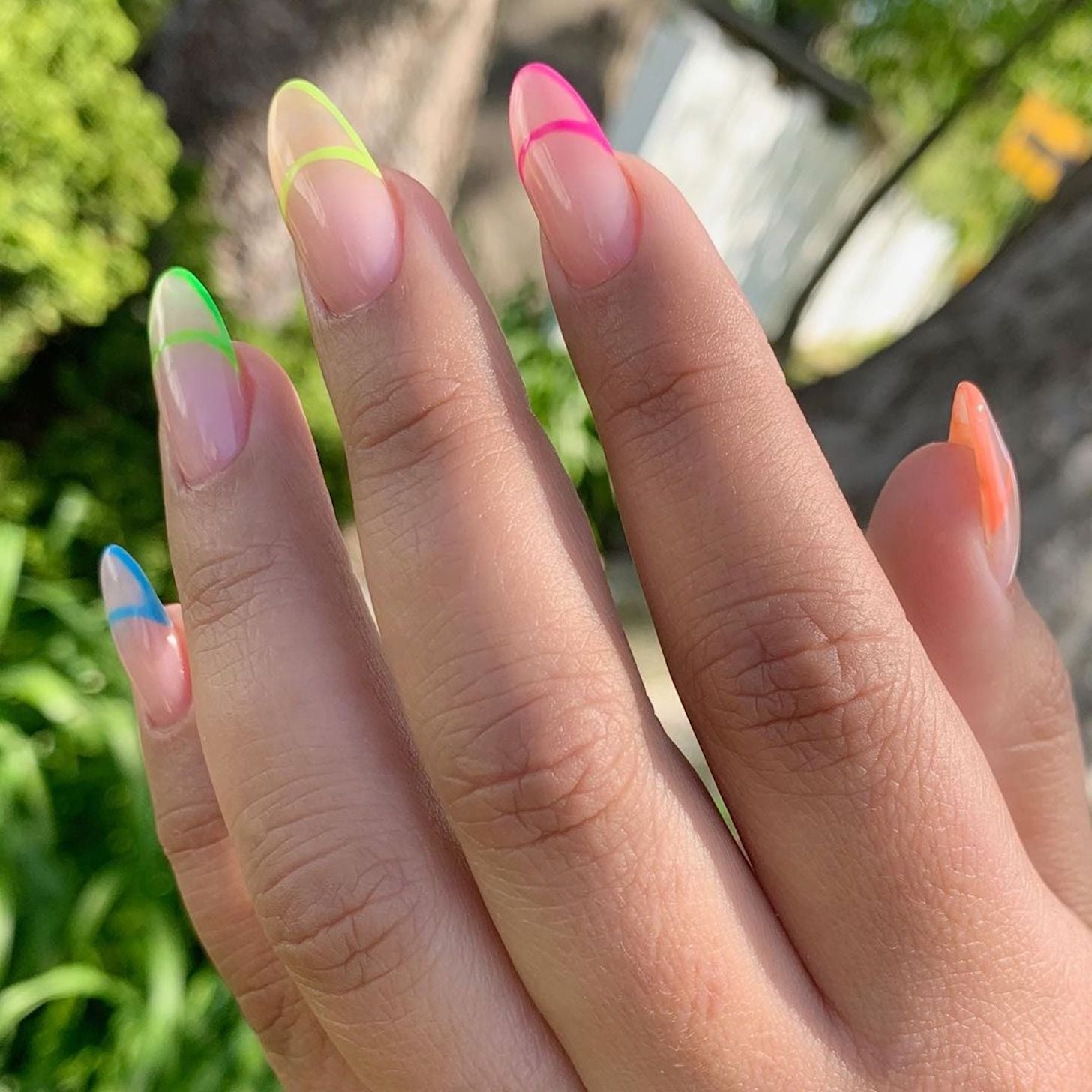 Neon French Twist Nail Art Ideas To Try In Summer 21 Popsugar Beauty