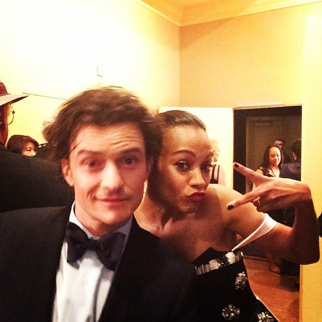 Presenters Zoe Saldana and Orlando Bloom posed backstage during the show.
Source: Instagram user goldenglobes