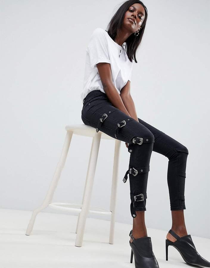 Asos Whitby Skinny Jeans With Buckles