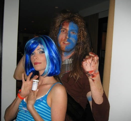 Bitsie posed with her pal, Maroon 5 pianist Jesse Carmichael, who was dressed as Mel Gibson in Braveheart.