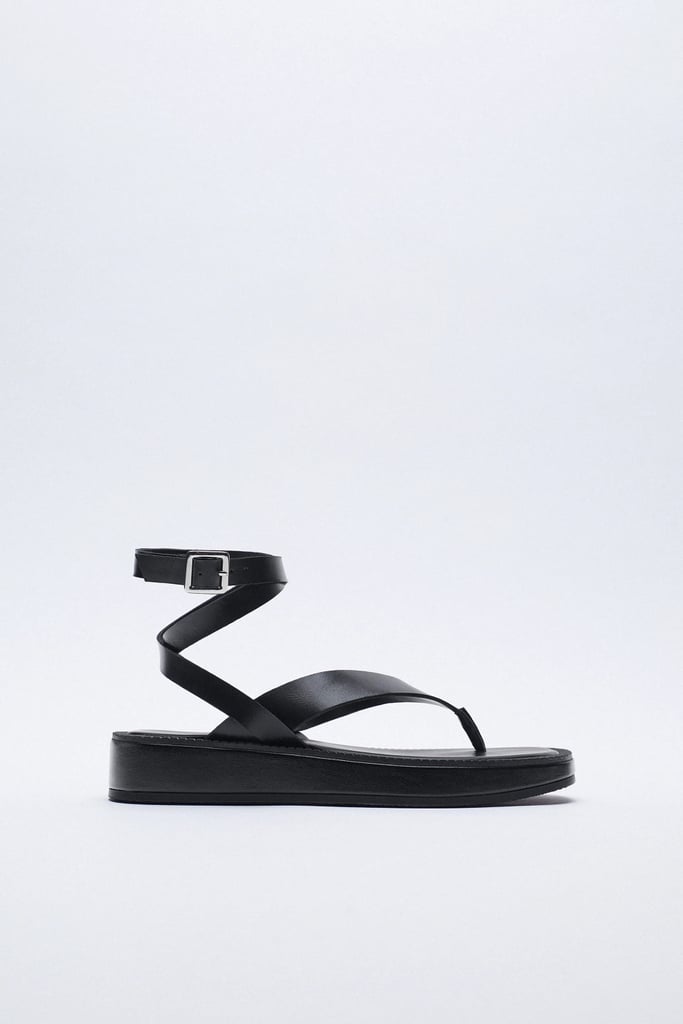 Zara Tied Flat Leather Sandals