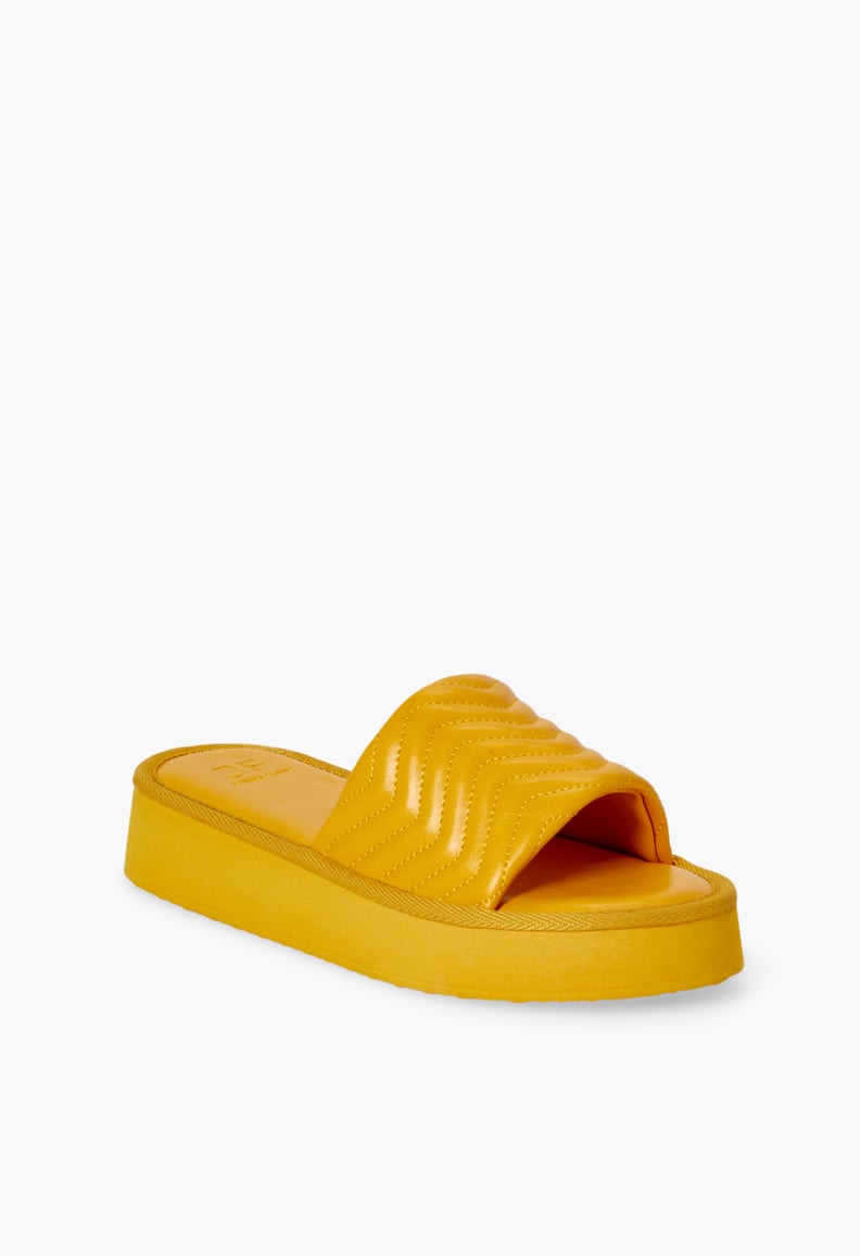 Ayesha Curry x JustFab Pamela Slides in Goldenrod