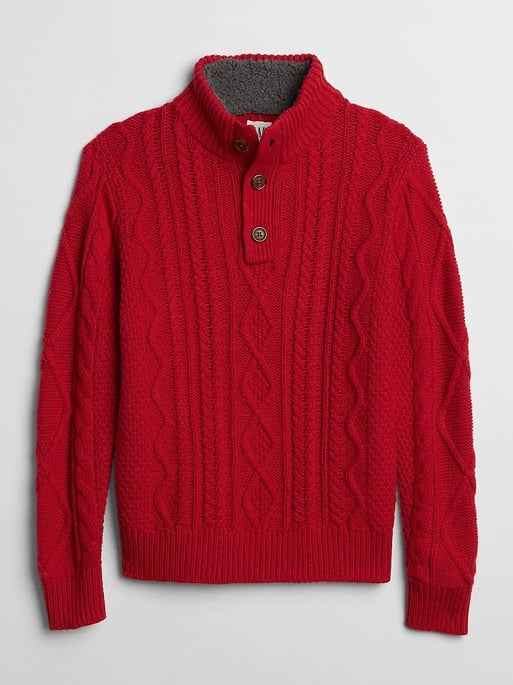 Cable-Knit Henley Sweater