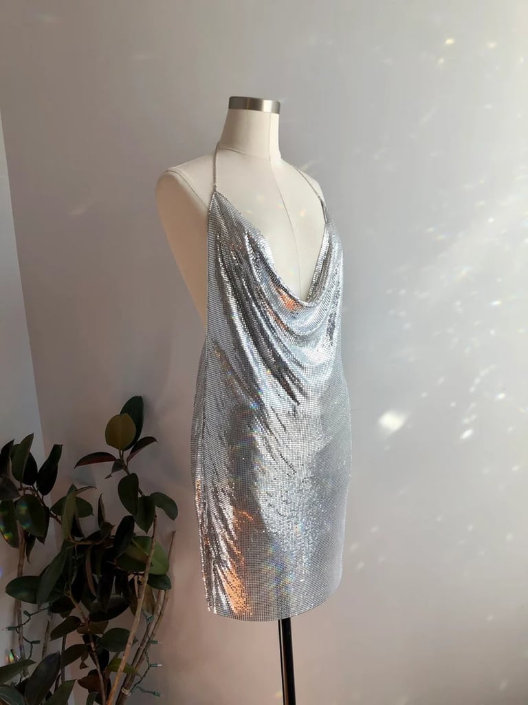Vintage Y2K Chainmail Silver Metal Mesh Slip Dress