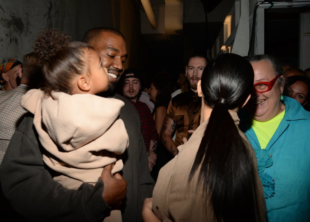 Kim Kardashian and North West at Yeezy Season 2 Fashion Show
