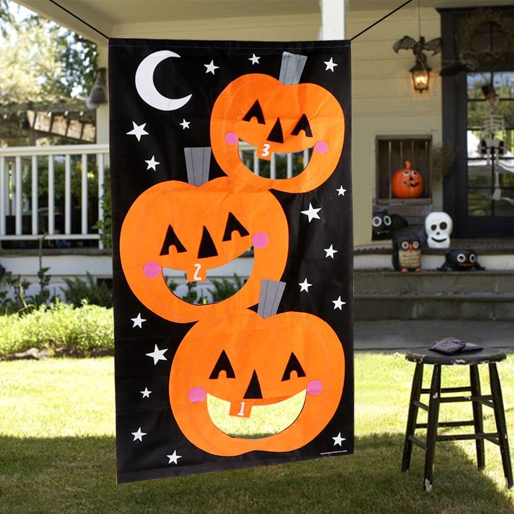 This Pumpkin Bean Bag Toss ($20) is both a party game and decor!
