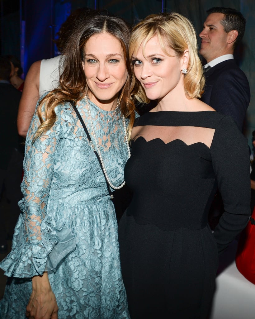 Reese Witherspoon mingled with Sarah Jessica Parker, who wore Mikimoto pearls.