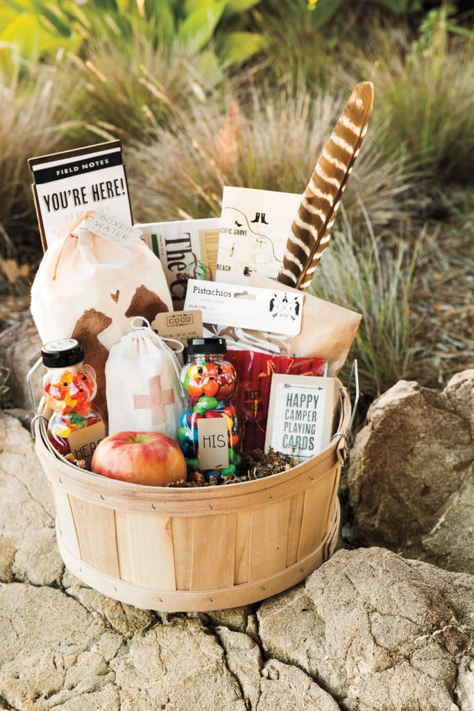 Snack-filled welcome baskets
