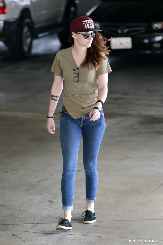Kristen Stewart in a Ripped T-Shirt