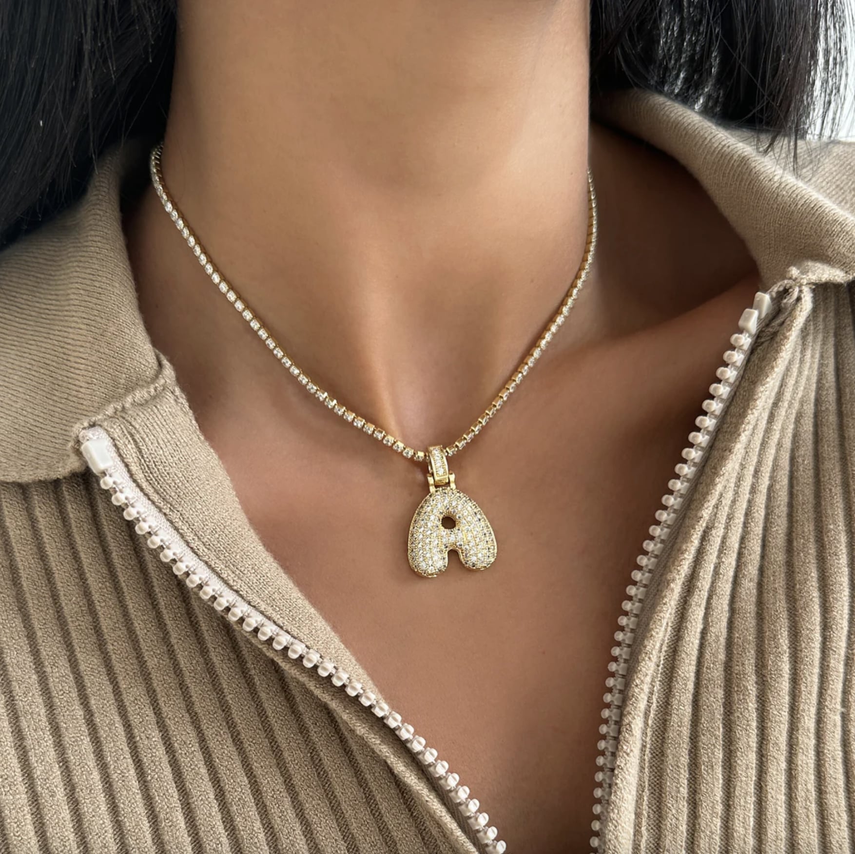 Gold A Bubble Initial Chain Necklace | New Look