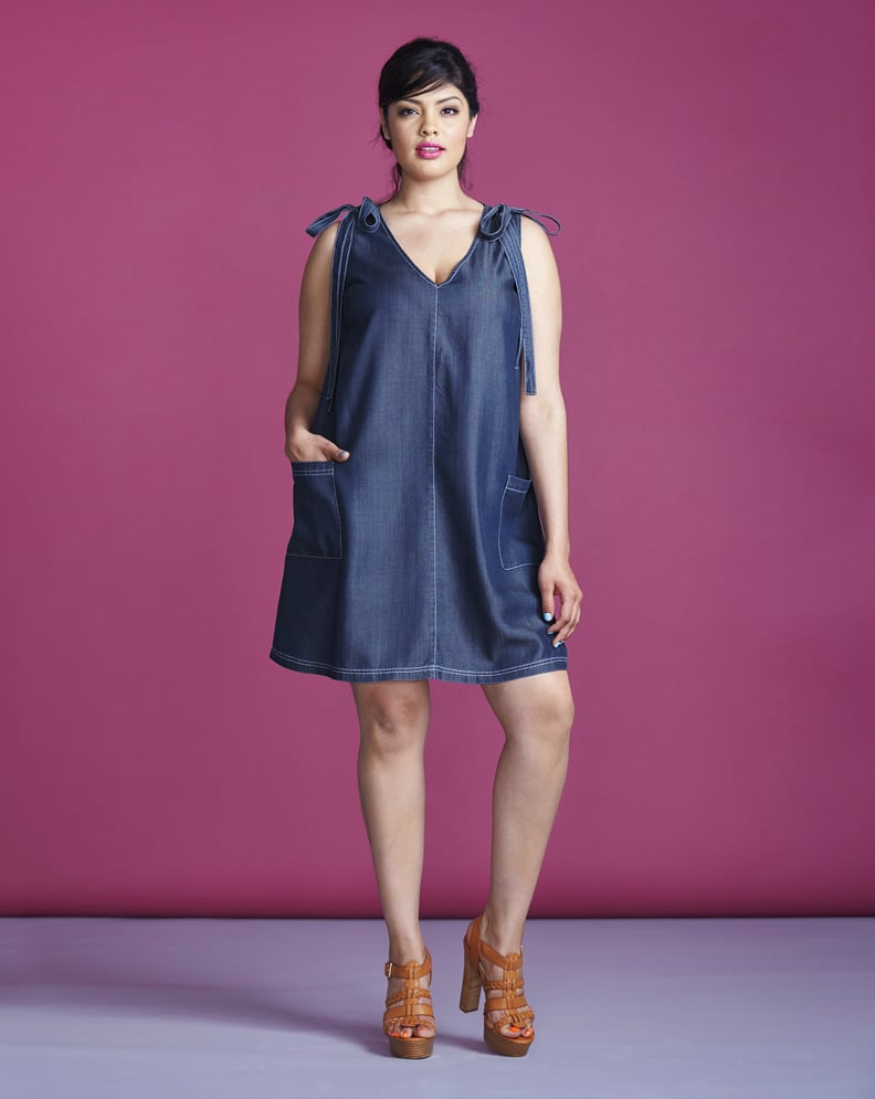 Simply Be Tie-Shoulder Denim Dress