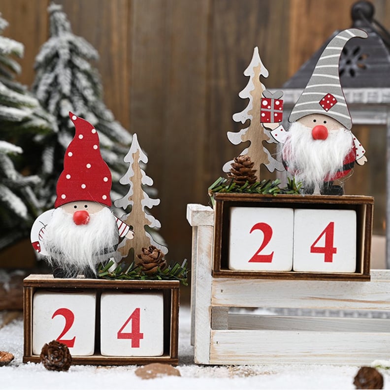 Wooden Santa Gnome Tree Countdown Calendar
