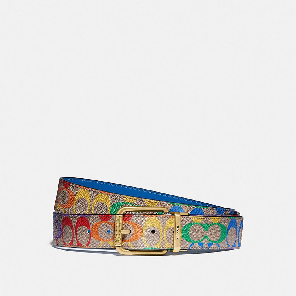 Coach Roller Buckle Cut-To-Size Reversible Belt in Rainbow Signature Canvas, 38mm