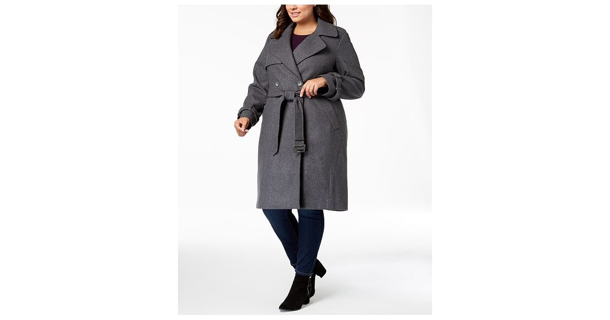 DKNY Plus Size Double-Breasted Coat | Meghan Markle's Gray Coat 2018 ...