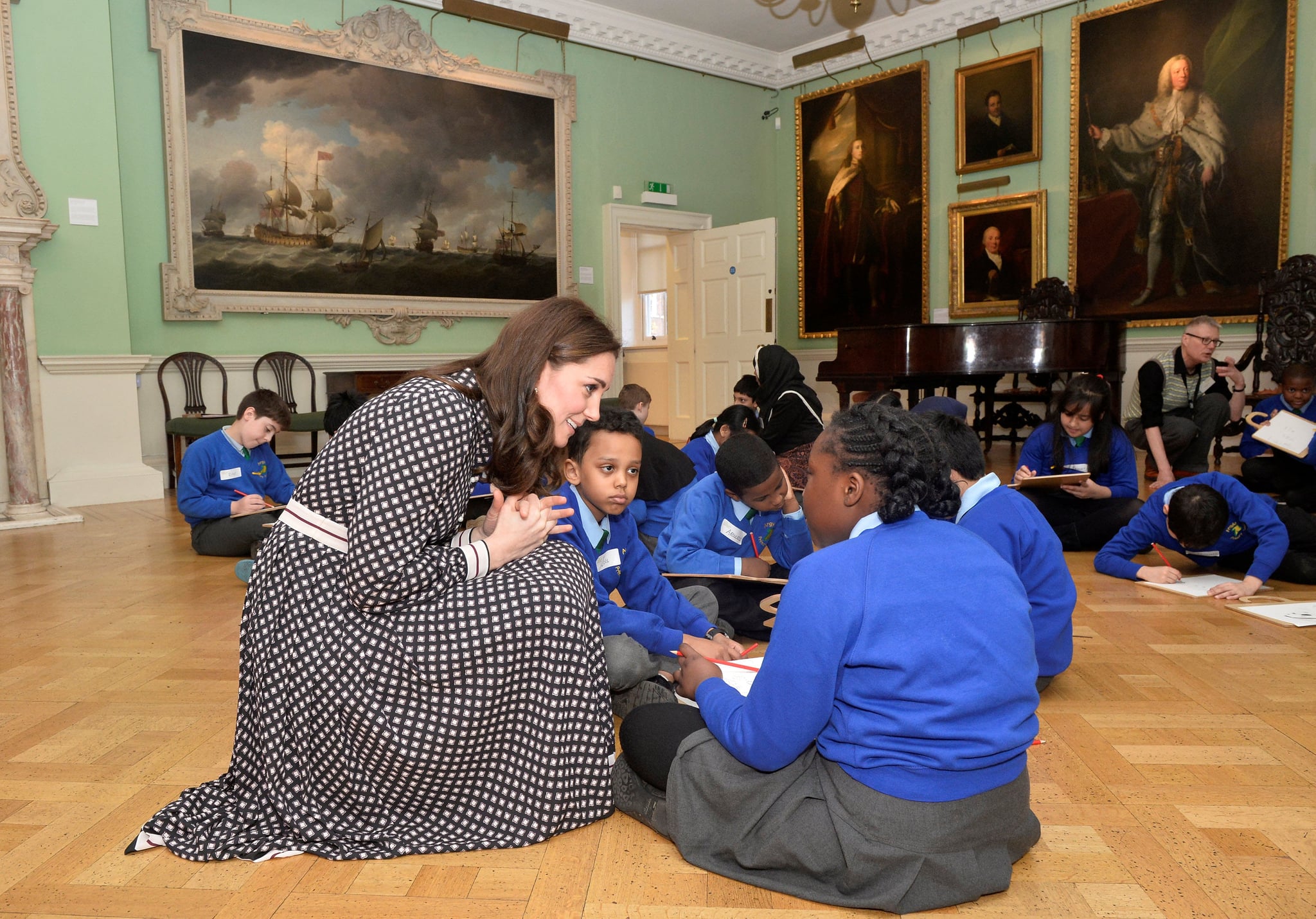 Pictures Of Kate Middleton Crouching With Kids Popsugar Family