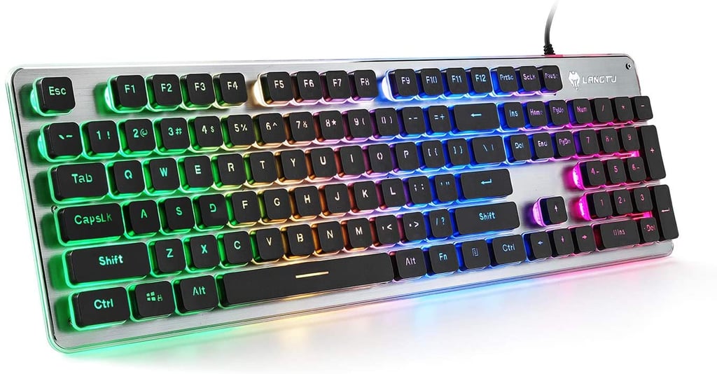 LANGTU Membrane Colourful LED Backlit Quiet Gaming Keyboard