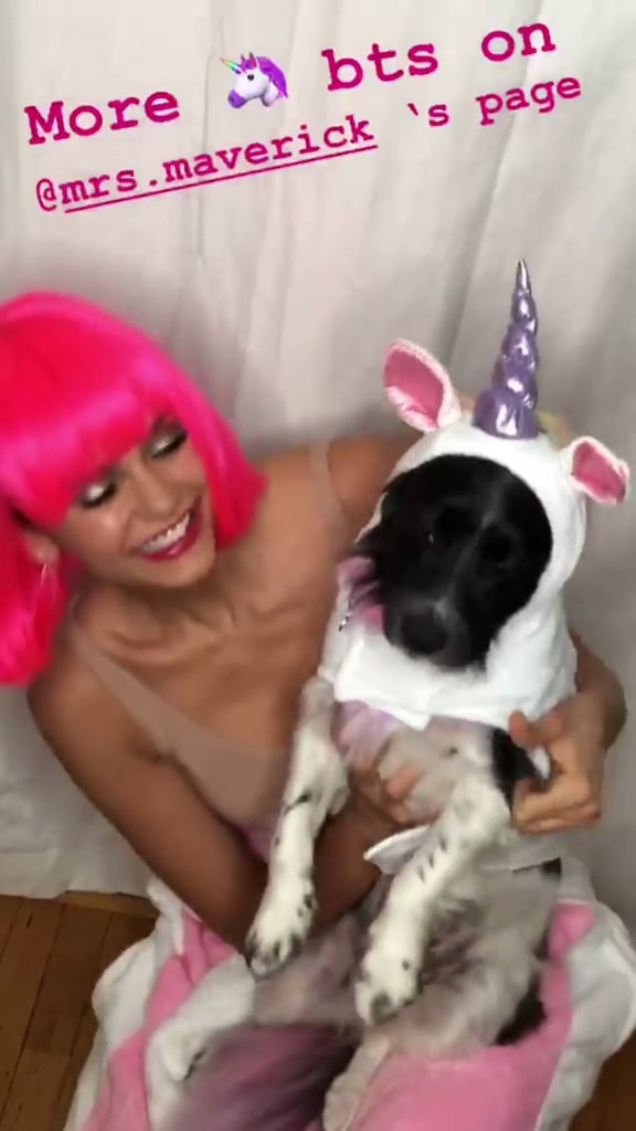 Nina Dobrev and Her Dog's Unicorn Costumes Halloween 2018