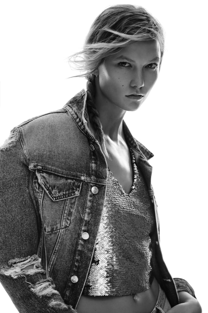 New Metallics Reversible Sequins Top ($46) and Decorative Rips Denim Jacket ($60)