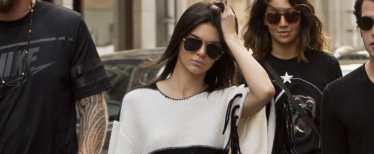 Kendall Jenner Wearing a Fringe Striped Sweater