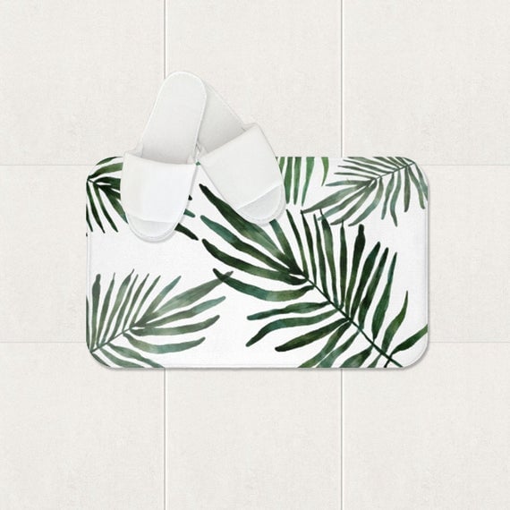Etsy Tropical Leaf Bath Mat