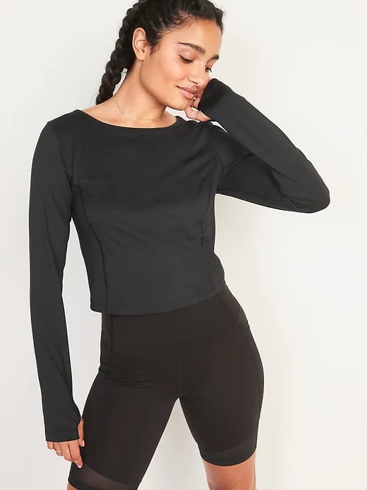 Old Navy PowerSoft Long-Sleeve Cropped Performance Top