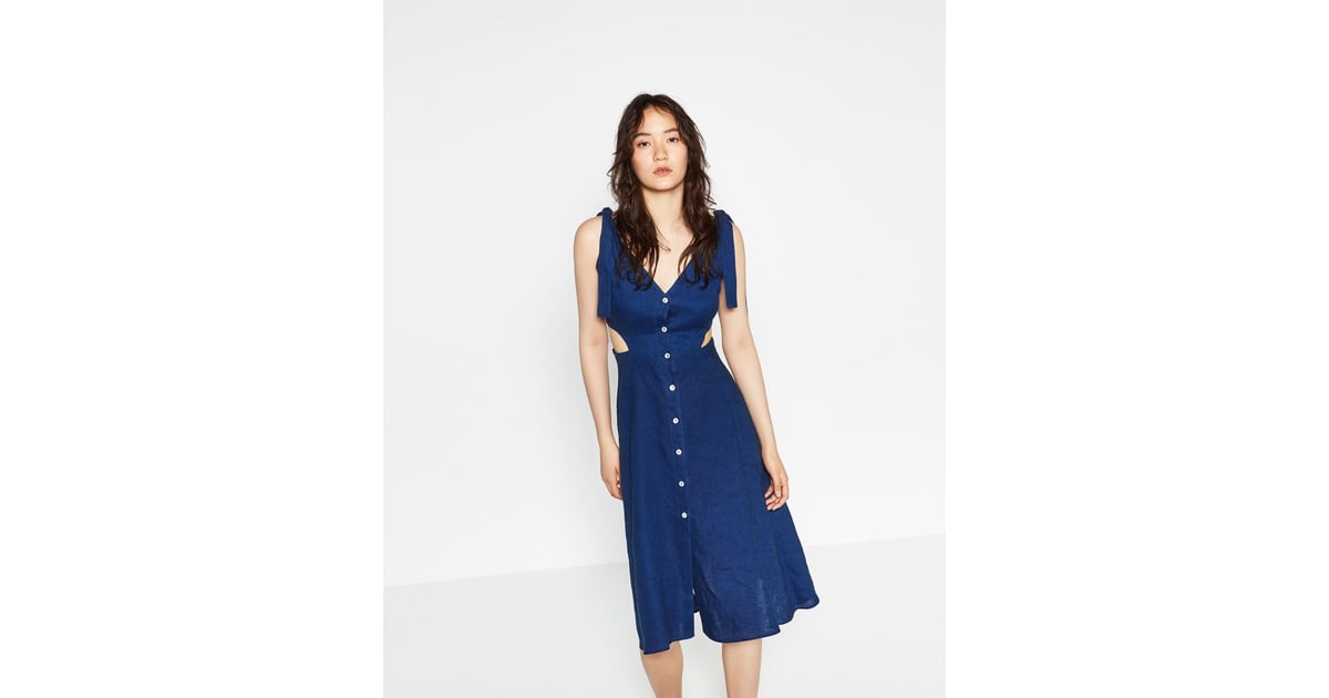 zara linen cutout dress