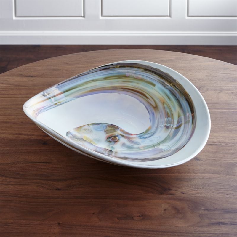 Bonnie: Fossili White Murano Glass Bowl