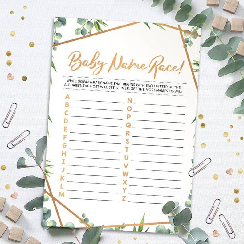 Celebrity Baby Shower Game Printable, Rustic - Press Print Party