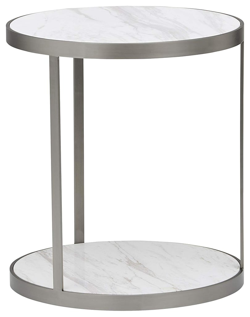Rivet Molly Round Marble and Stainless Steel Side Table