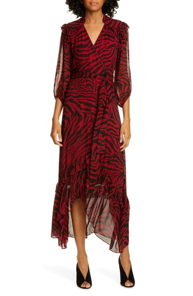 ba&sh Animal Print Midi Wrap Dress