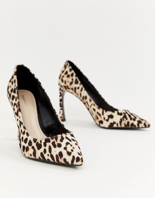 Mango leopard pointed shoe