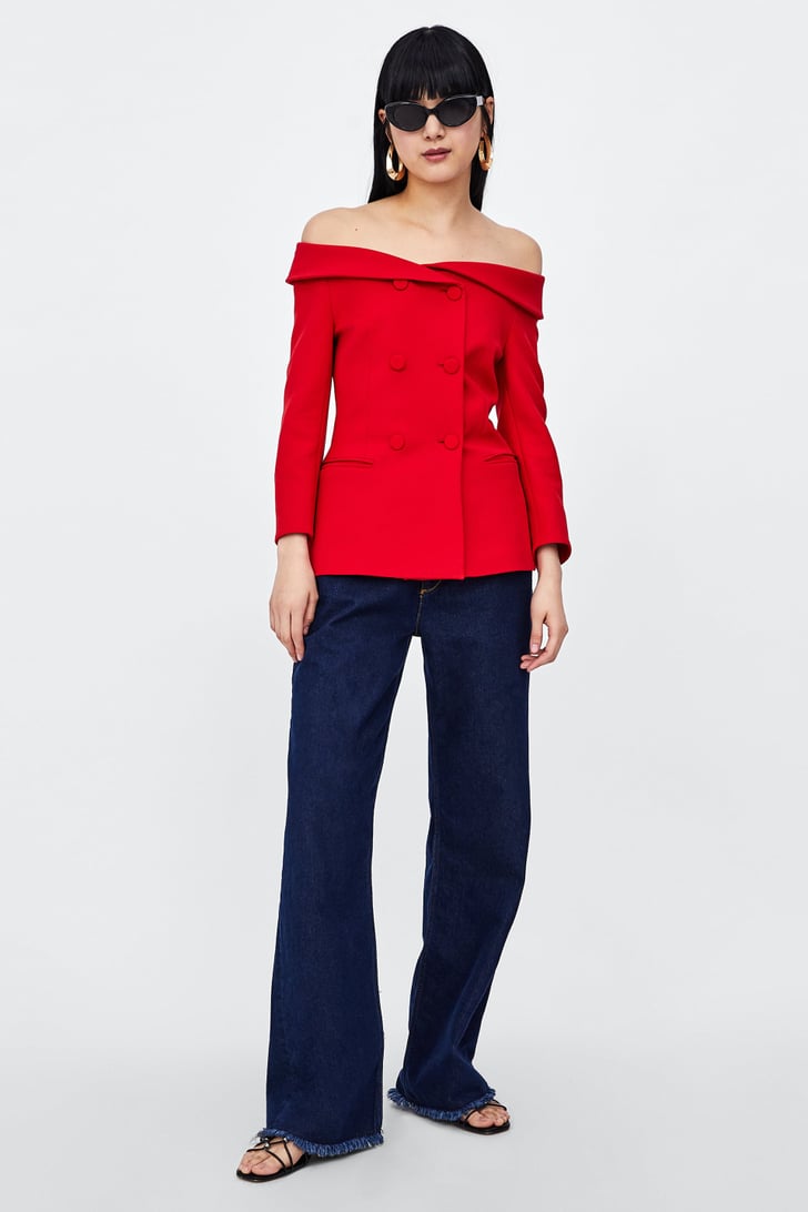 Zara boat cheap neck blazer